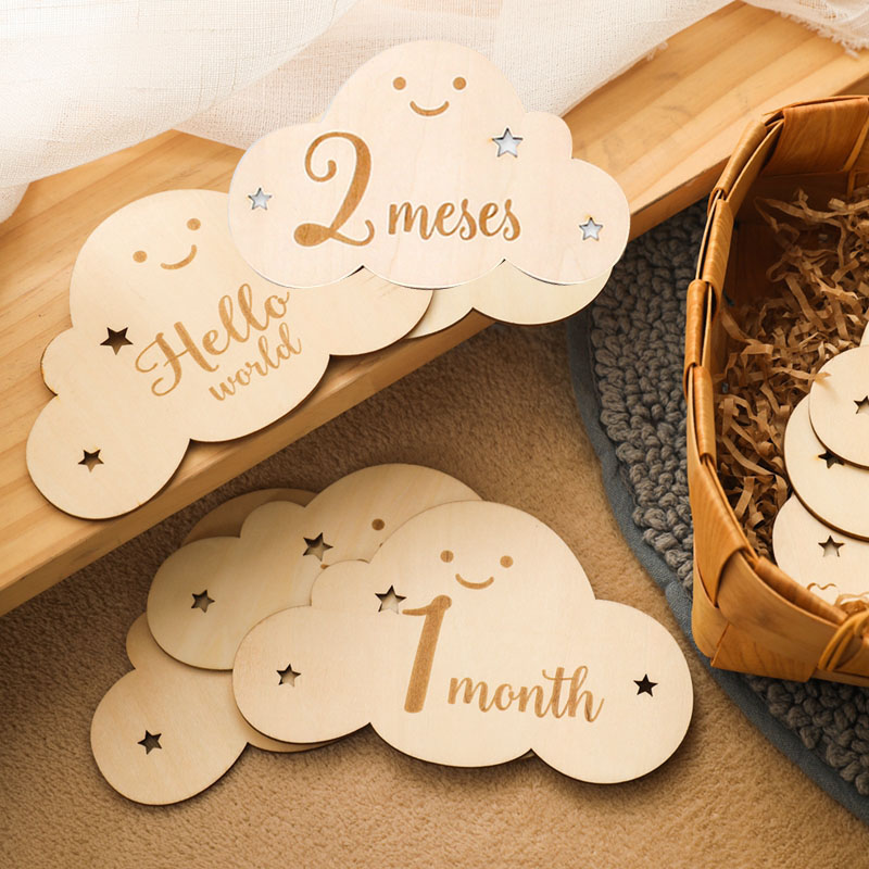 Photography Of Memories - ภาษาอังกฤษและสเปนเด็กทารก Milestone Number เดือน Memorial การ์ดรายการน่ารัก