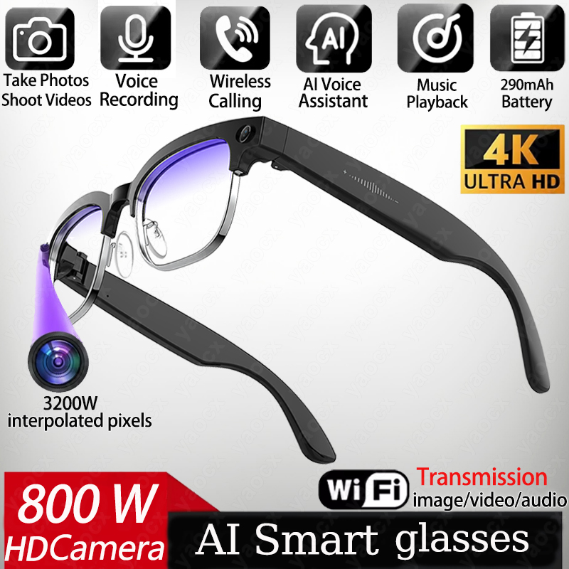 Photography With Ai - แว่นตาอัจฉริยะ 4K AI กล้อง 8MP บันทึกวิดีโอ