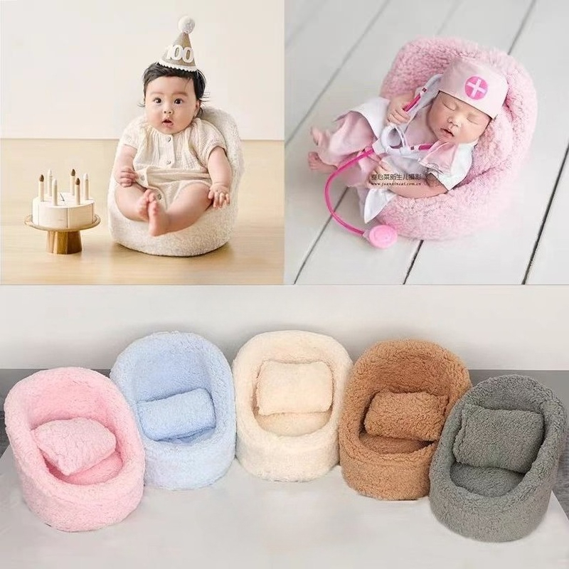 Photography Life - 2pcs เด็กวางโซฟาทารกแรกเกิดการถ่ายภาพ Props สีทึบนุ่มเก้าอี้หมอนเบาะชุดสตูดิโอเด็กอุปกรณ์เสริม