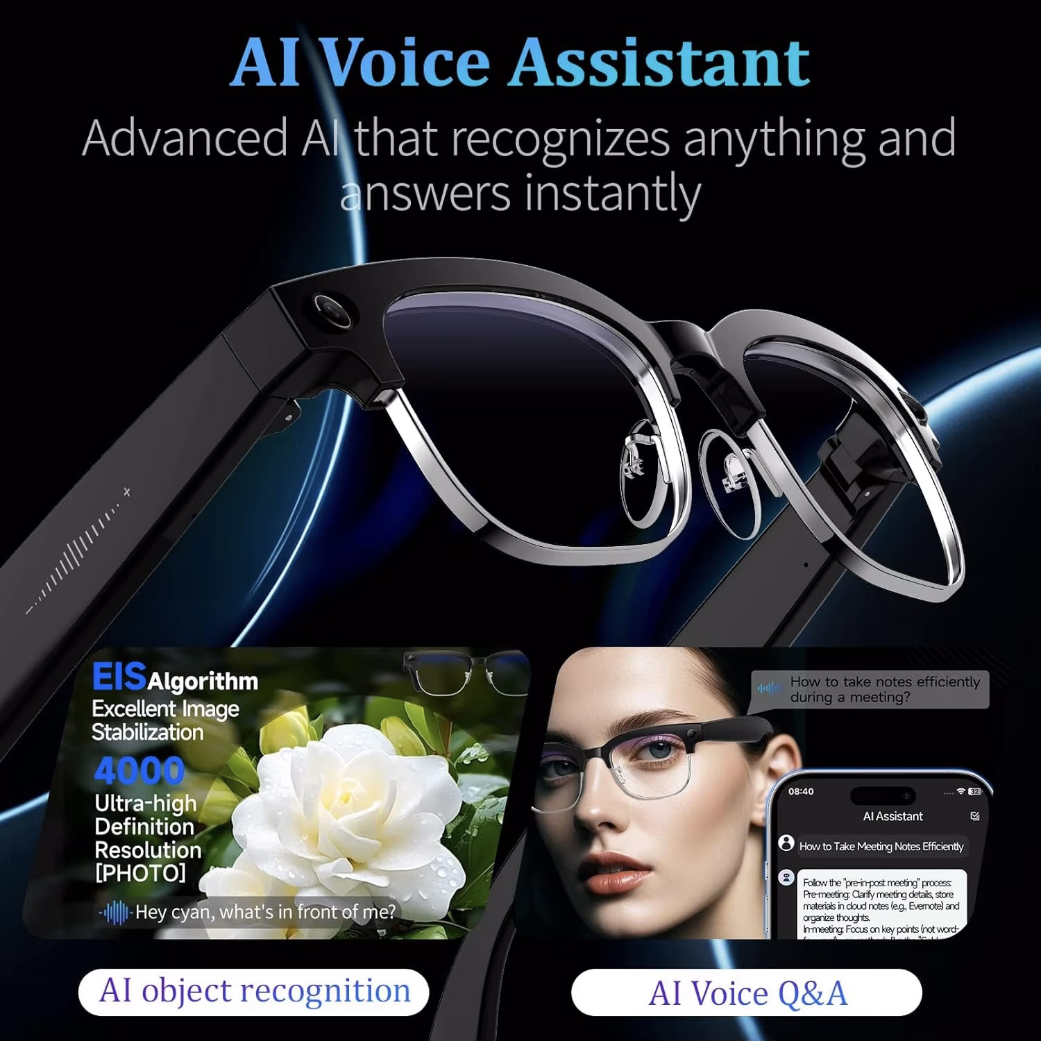 แว่นตาอัจฉริยะ AI กล้อง 4K HD  - Photography With Ai บทวิจารณ์และราคา